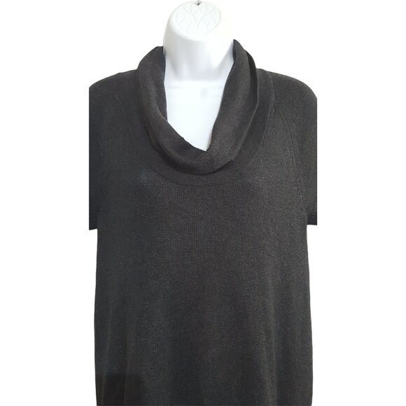 Coldwater Creek Women's Small Knit Sweater Top Short Sleeve Cowl Neck Charcoal - Picture 1 of 8